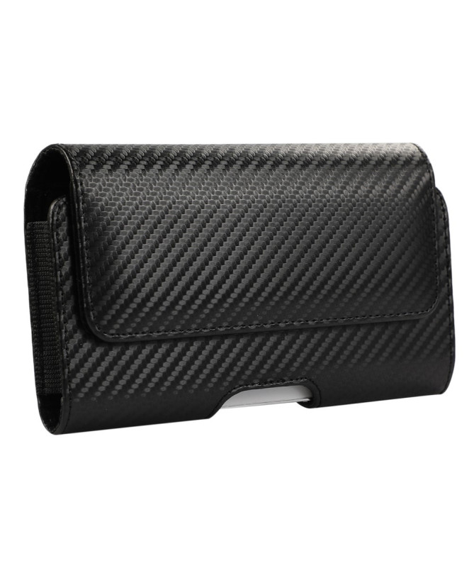 CARBONEX | Étui Ceinture Horizontal 6.1" Finition Fibre Carbone