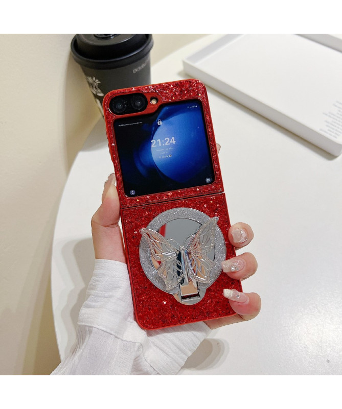 Coque Samsung Galaxy Z Flip 7 FE / Z Flip 6 Pailletée avec Miroir Papi