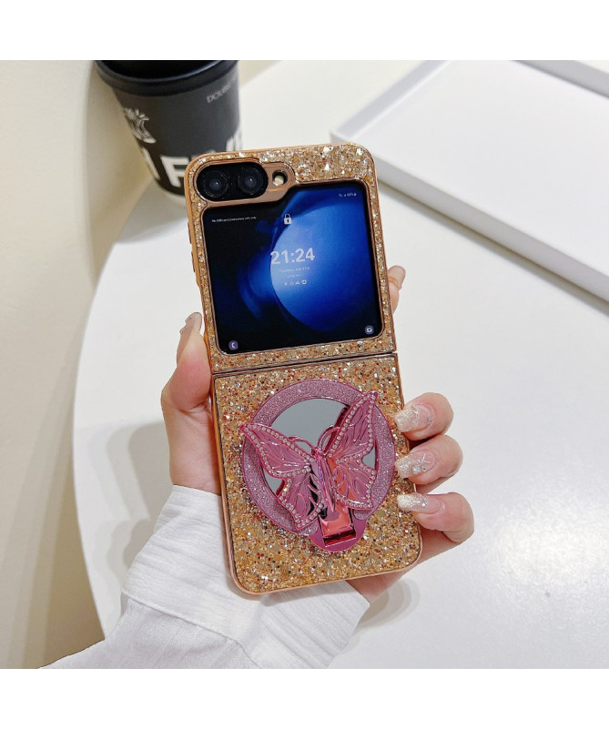 Coque Samsung Galaxy Z Flip 7 FE / Z Flip 6 Pailletée avec Miroir Papi