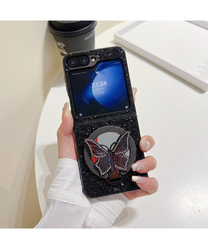 Coque Samsung Galaxy Z Flip 7 FE / Z Flip 6 Pailletée avec Miroir Papi