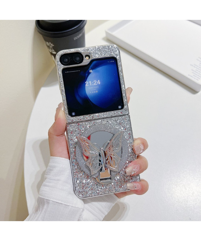 Coque Samsung Galaxy Z Flip 7 FE / Z Flip 6 Pailletée avec Miroir Papi