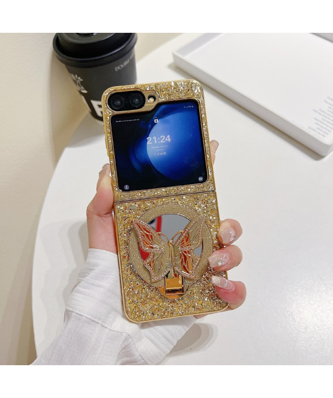 Coque Samsung Galaxy Z Flip 7 FE / Z Flip 6 Pailletée avec Miroir Papi