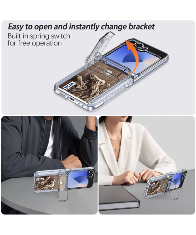 Coque Samsung Galaxy Z Flip 7 FE / Z Flip 6 Porte-Cartes et Béquille |