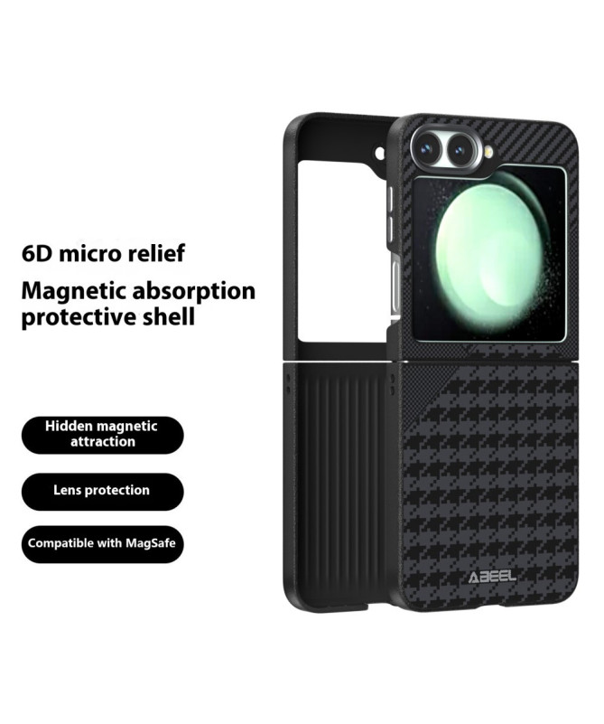 Coque Samsung Galaxy Z Flip 7 FE / Z Flip 6 Motif Pied-de-Poule Magnét