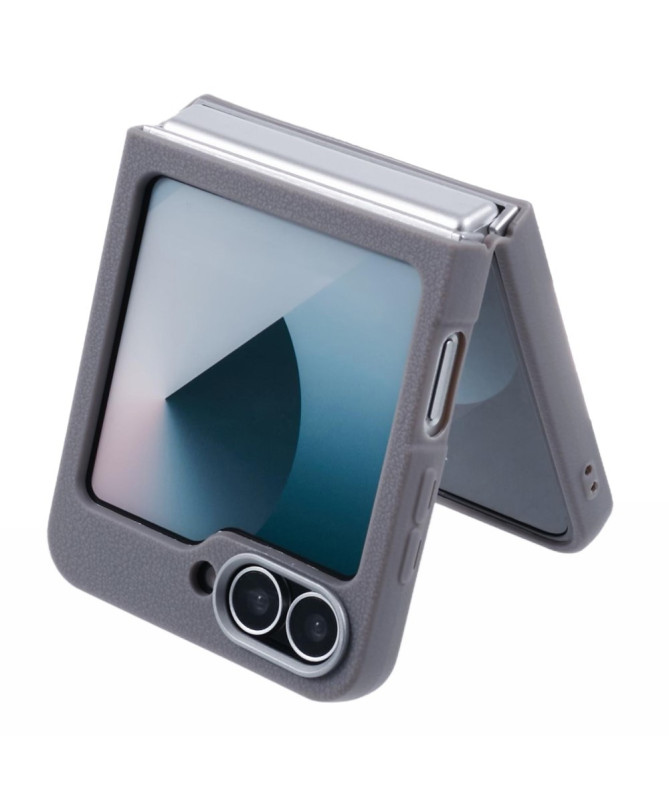 Coque Samsung Galaxy Z Flip 7 FE / Z Flip 6 / Z Flip 5 Effet Cuir Grai