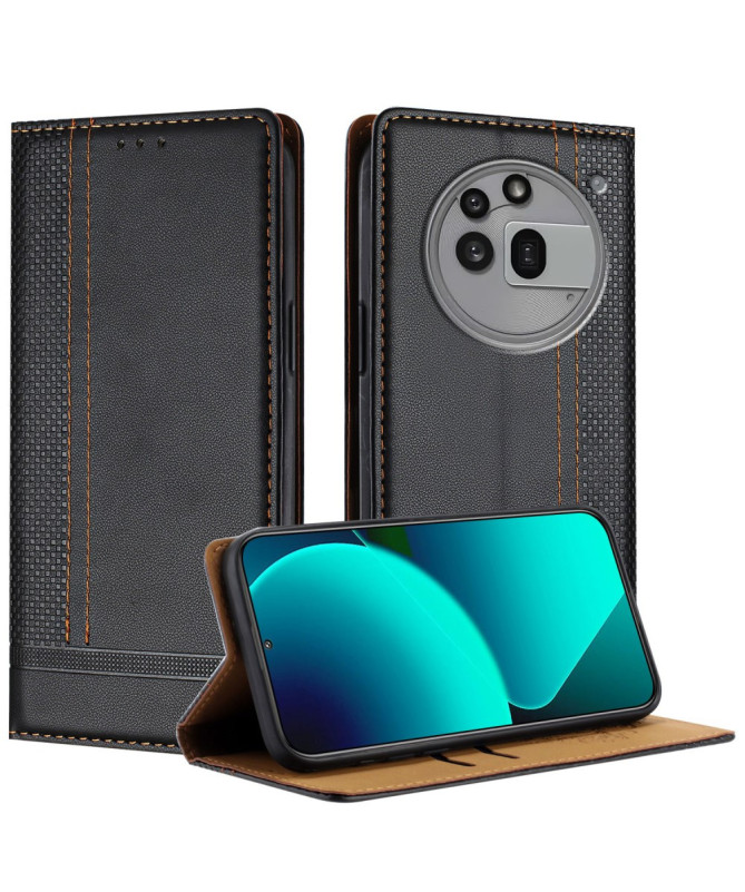 Housse Nothing Phone (3a) Pro Lignes Structurées avec Porte-Cartes