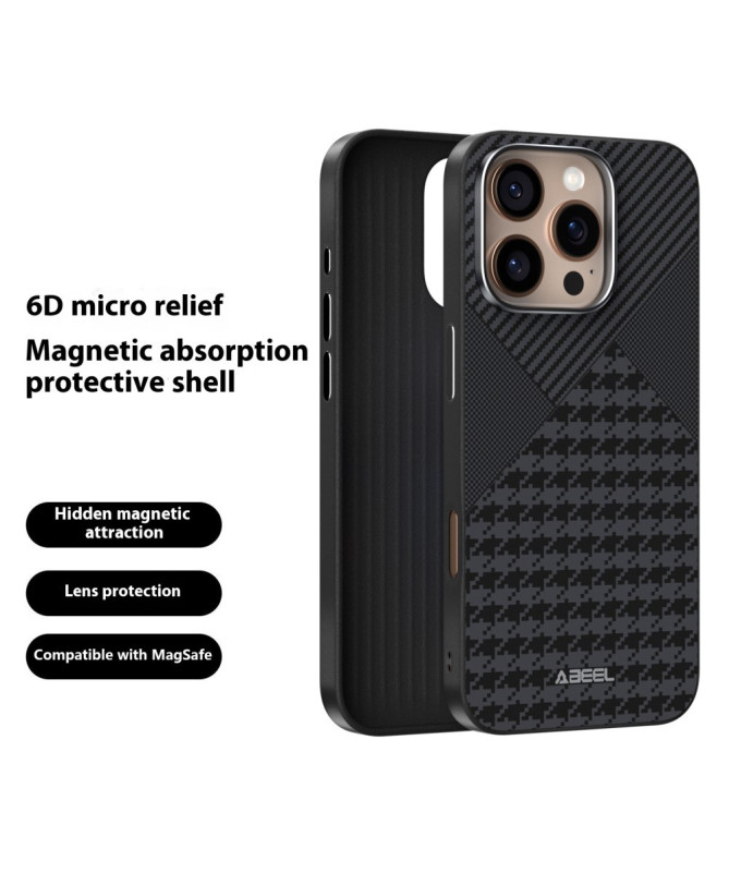 Coque iPhone 16 Pro Premium MagSafe Motif Pied-de-Poule