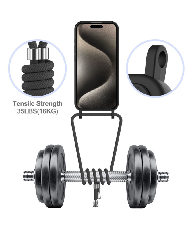Coque iPhone 16 Pro Silicone Liquide à Cordon et Porte-carte