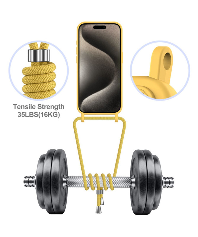 Coque iPhone 16 Pro Silicone Liquide à Cordon et Porte-carte