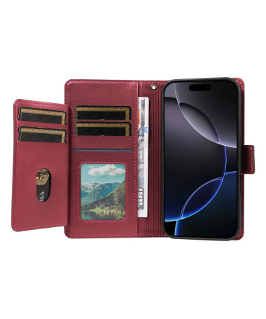 Housse iPhone 16 Pro Portefeuille Nomade à Lanière Vin Rouge - photo 9