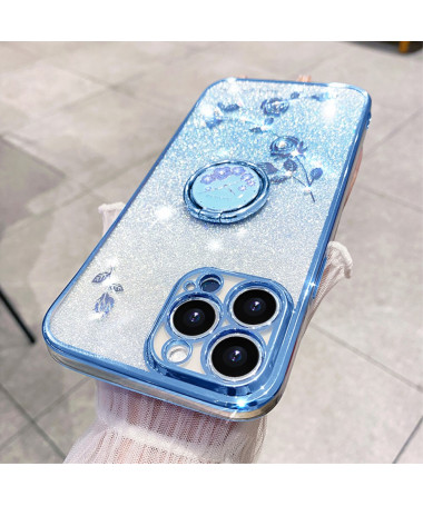 Coque iPhone 16 Pro Glamour Glitz avec Anneau Bleu clair - photo 6