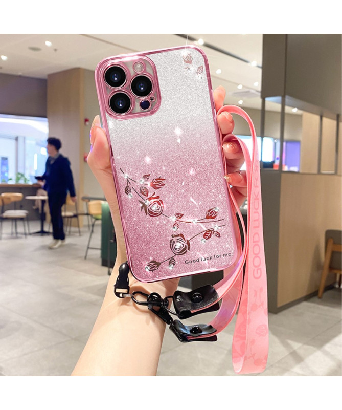 Coque iPhone 16 Pro Glamour Glitz avec Sangle