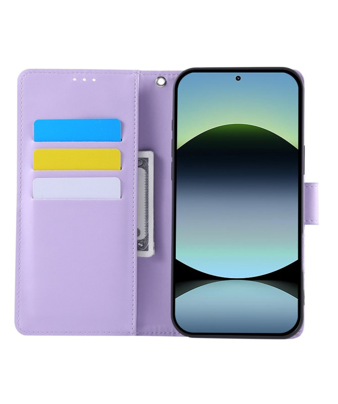 Housse Poco M7 Pro 5G Gravée Trois Poches et Fermoir Discret