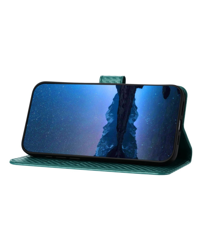 Housse Poco M7 Pro 5G Carbone Fonction Portefeuille avec Lanière