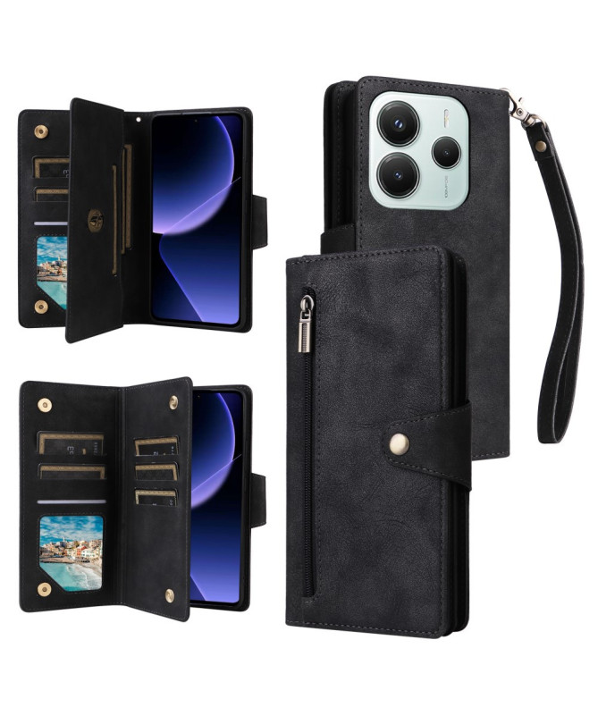 Housse Poco M7 Pro 5G Portefeuille Zippé avec Lanière | LORAN