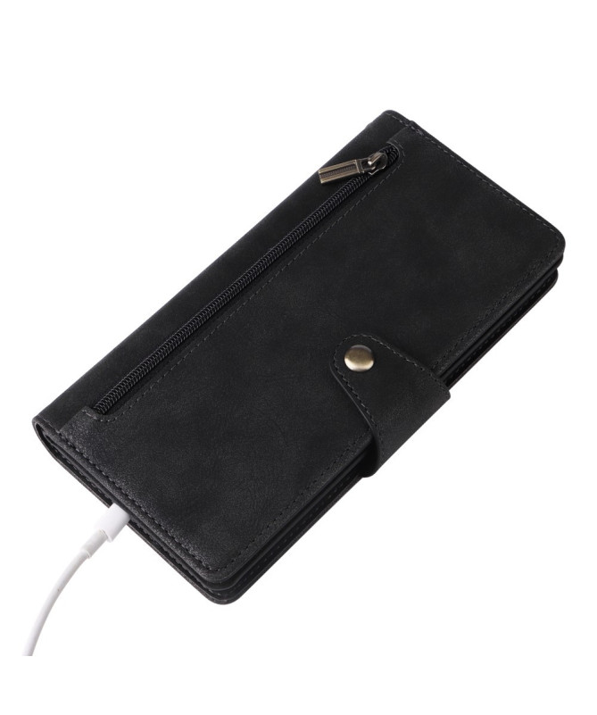 Housse Poco M7 Pro 5G Portefeuille Zippé avec Lanière | LORAN