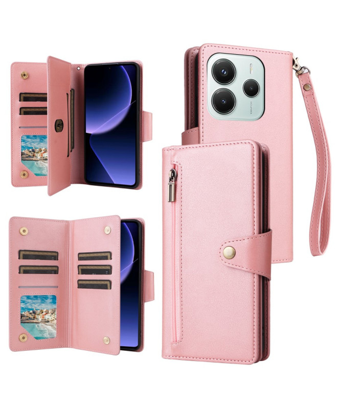 Housse Poco M7 Pro 5G Portefeuille Zippé avec Lanière | LORAN