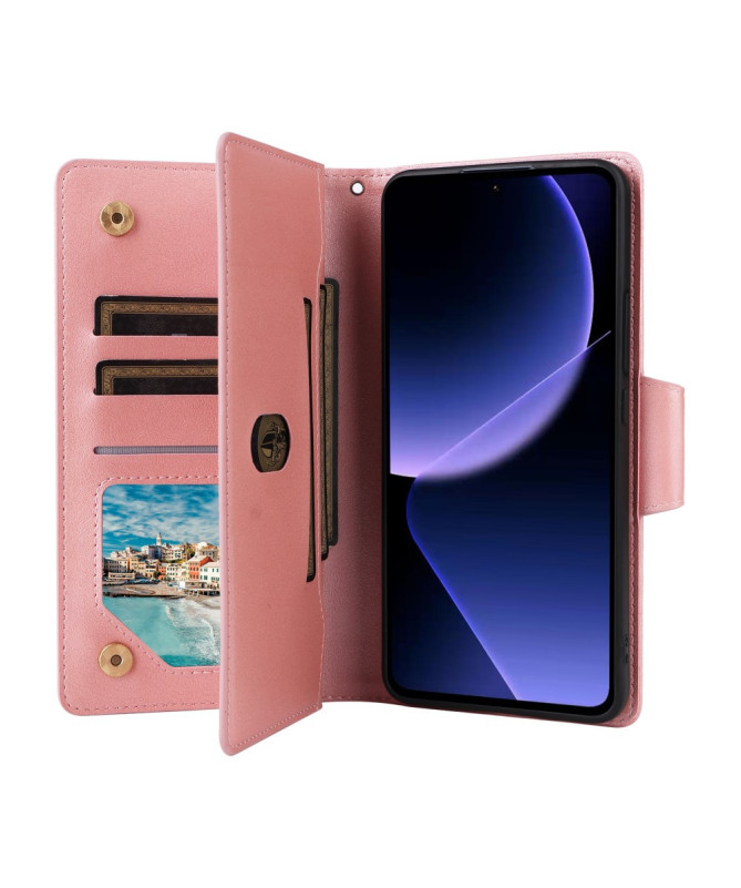 Housse Poco M7 Pro 5G Portefeuille Zippé avec Lanière | LORAN