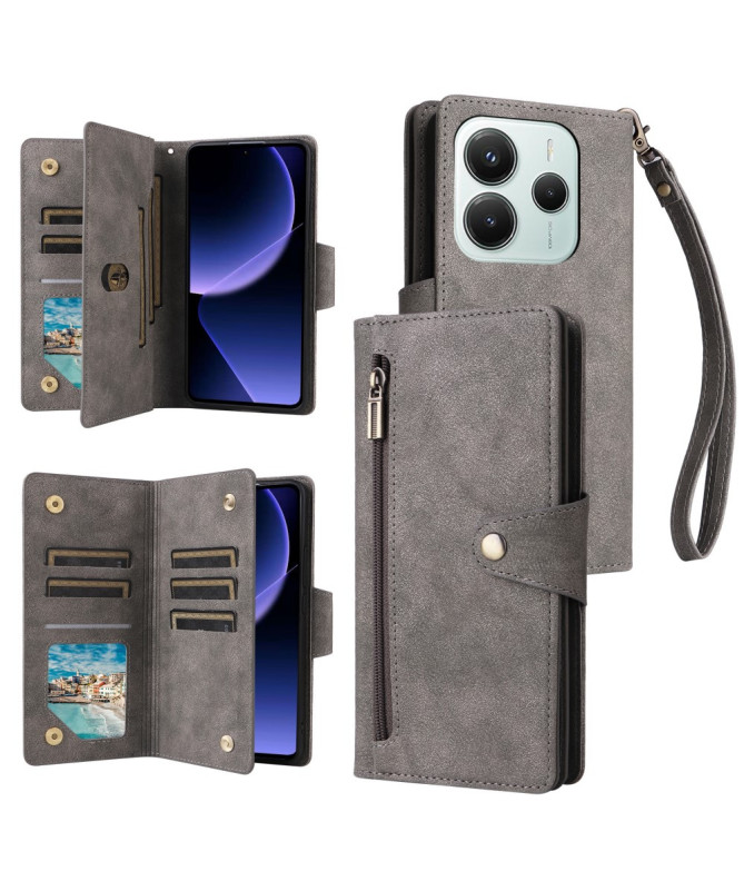 Housse Poco M7 Pro 5G Portefeuille Zippé avec Lanière | LORAN