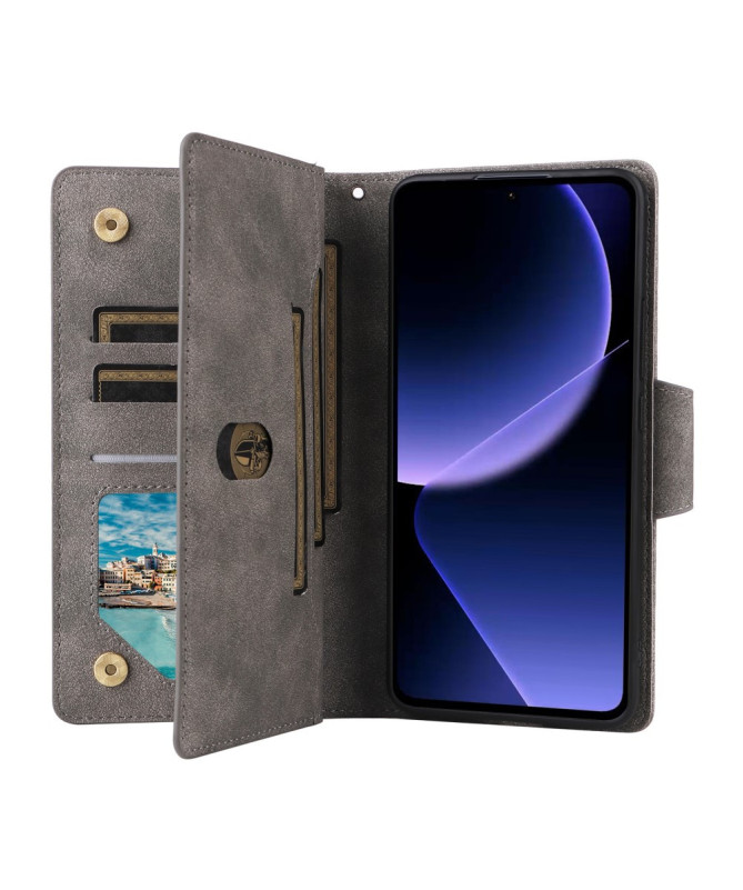 Housse Poco M7 Pro 5G Portefeuille Zippé avec Lanière | LORAN