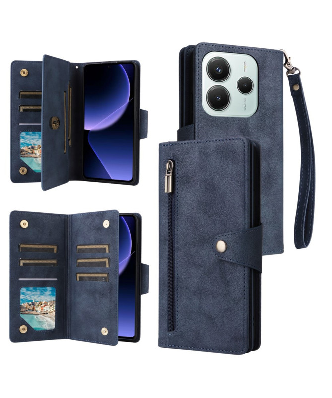 Housse Poco M7 Pro 5G Portefeuille Zippé avec Lanière | LORAN