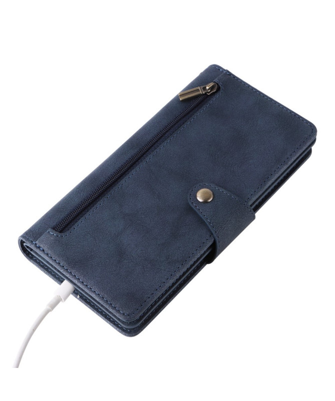 Housse Poco M7 Pro 5G Portefeuille Zippé avec Lanière | LORAN