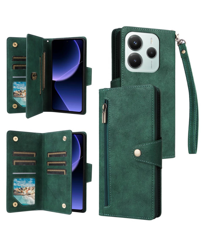 Housse Poco M7 Pro 5G Portefeuille Zippé avec Lanière | LORAN