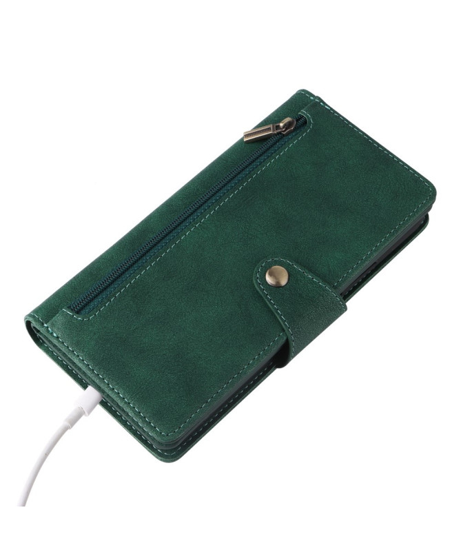 Housse Poco M7 Pro 5G Portefeuille Zippé avec Lanière | LORAN