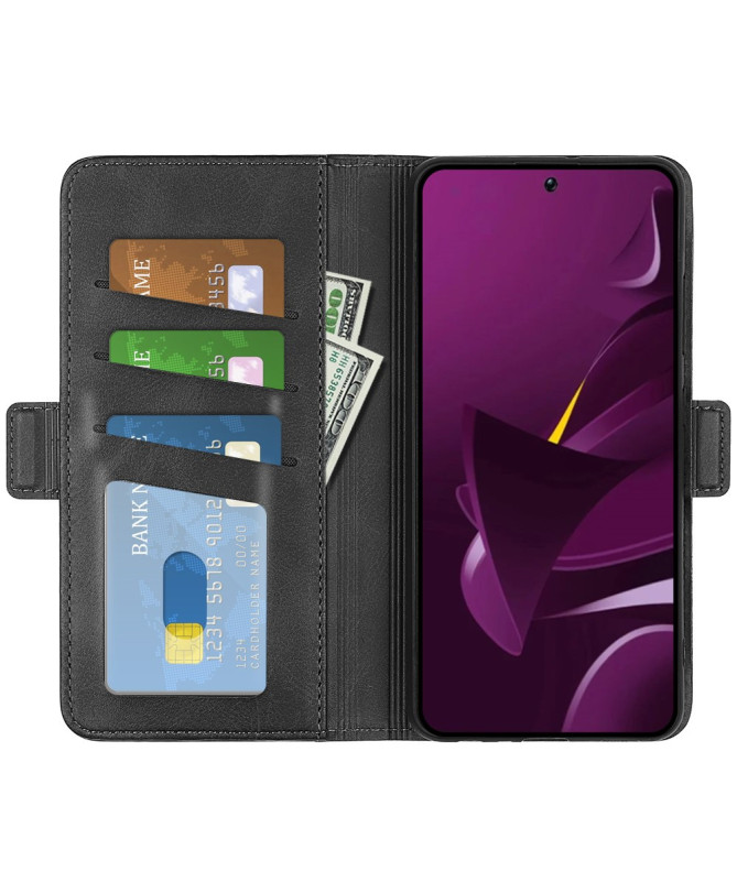 Étui Poco M7 Pro 5G portefeuille revêtement simili cuir mat