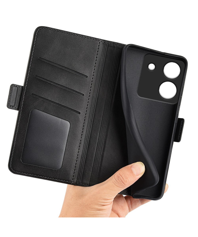 Étui Poco M7 Pro 5G portefeuille revêtement simili cuir mat