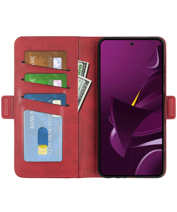 Étui Poco M7 Pro 5G portefeuille revêtement simili cuir mat