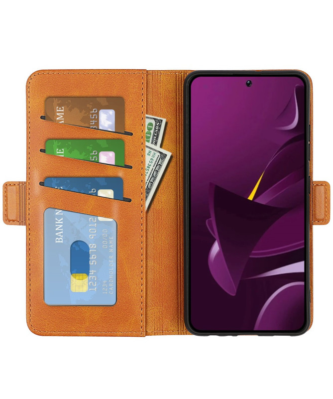 Étui Poco M7 Pro 5G portefeuille revêtement simili cuir mat