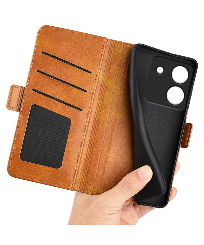 Étui Poco M7 Pro 5G portefeuille revêtement simili cuir mat