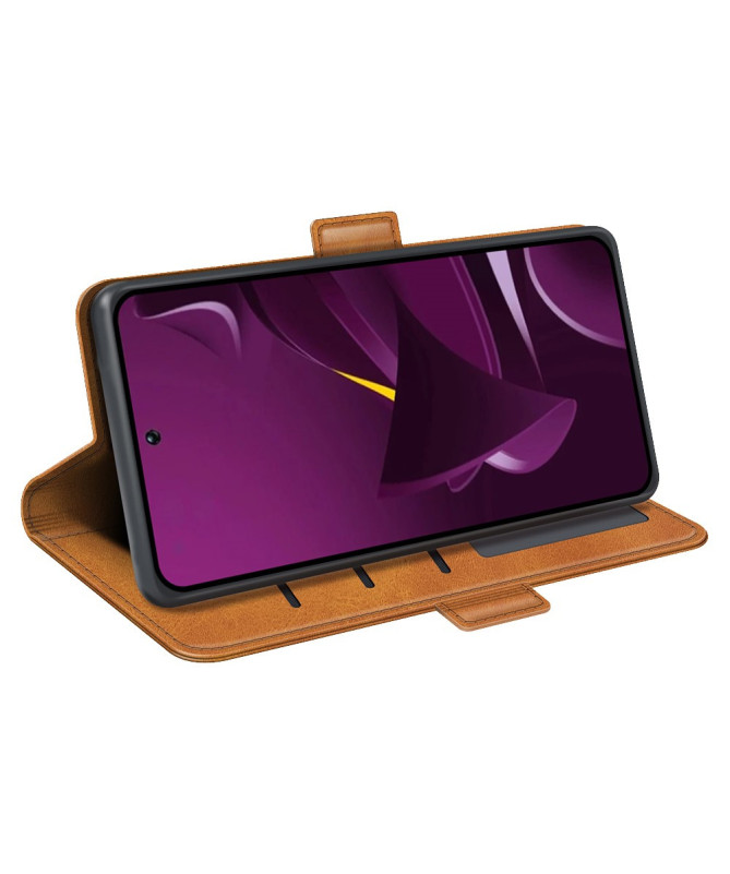 Étui Poco M7 Pro 5G portefeuille revêtement simili cuir mat