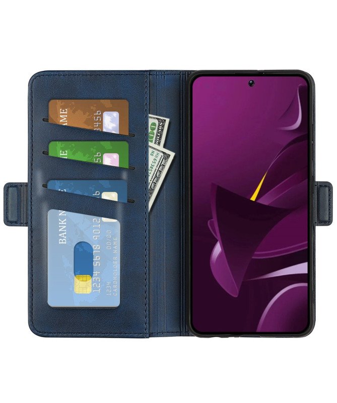 Étui Poco M7 Pro 5G portefeuille revêtement simili cuir mat