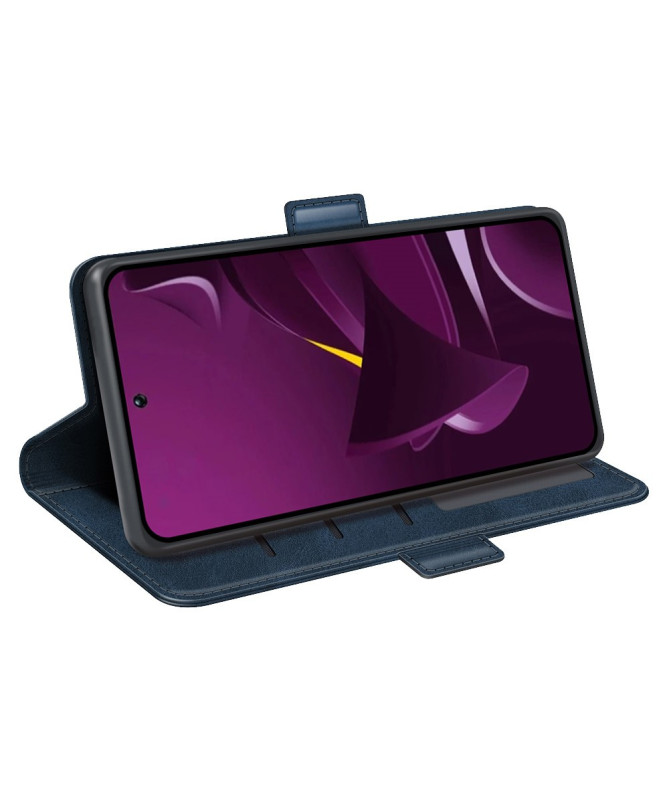 Étui Poco M7 Pro 5G portefeuille revêtement simili cuir mat