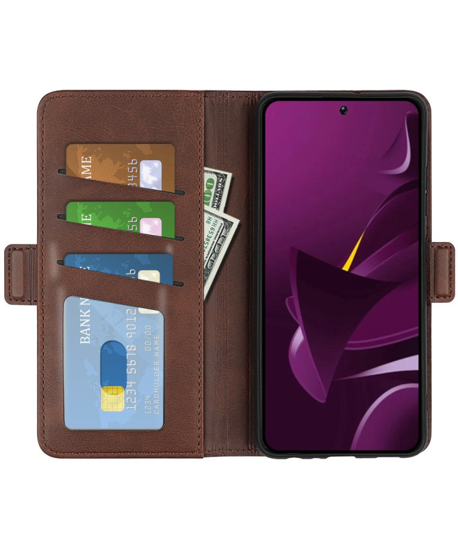 Étui Poco M7 Pro 5G portefeuille revêtement simili cuir mat