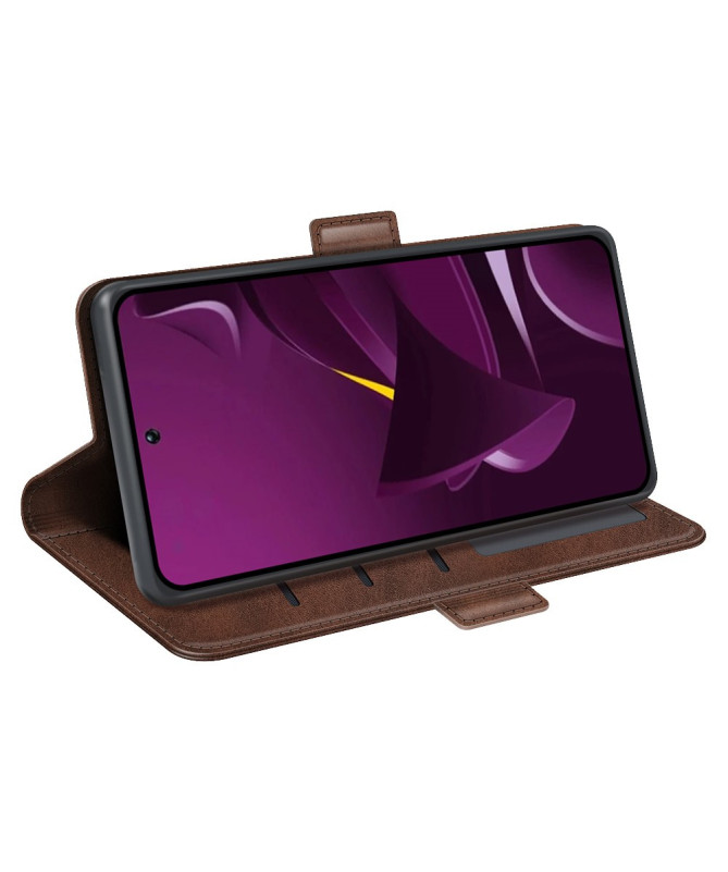 Étui Poco M7 Pro 5G portefeuille revêtement simili cuir mat