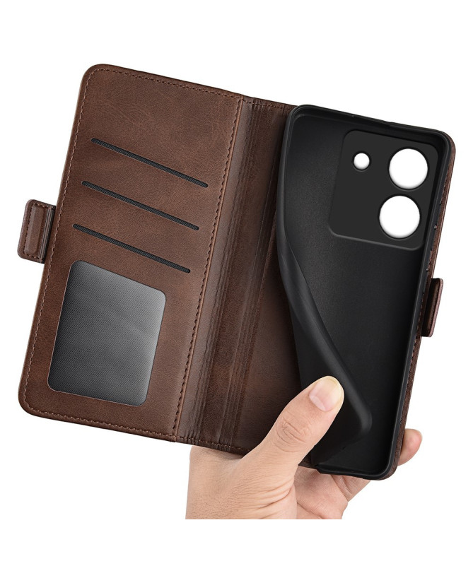 Étui Poco M7 Pro 5G portefeuille revêtement simili cuir mat