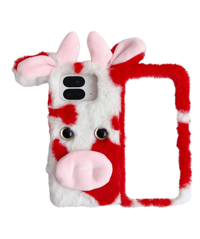 Coque Pixel 9 Pro Fold hiver peluche vache, douce et fun