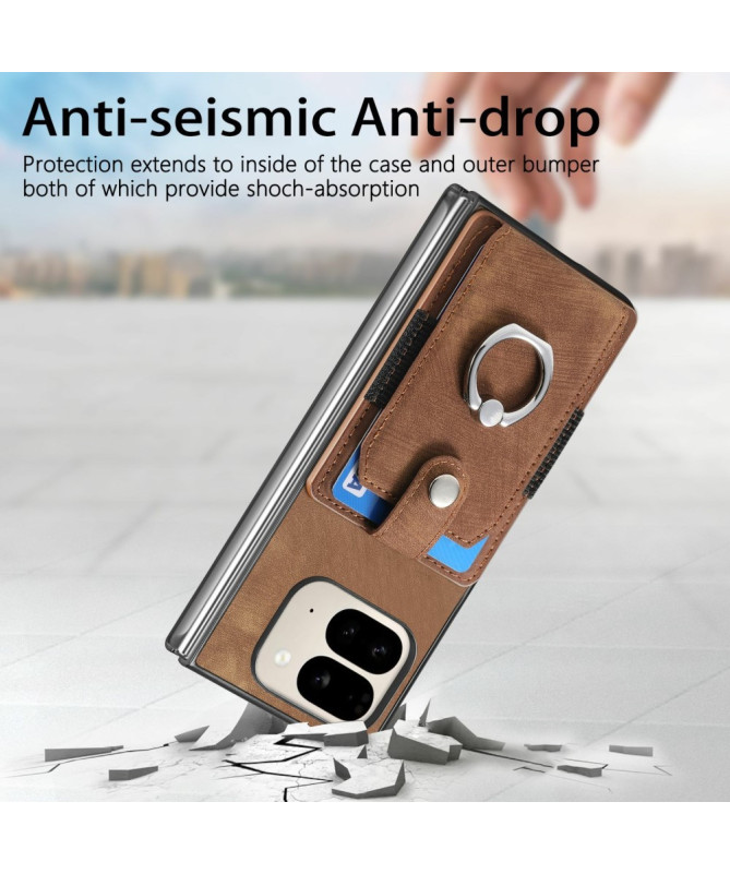 Coque Pixel 9 Pro Fold avec porte-cartes, anneau et support