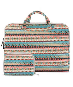 Sacoche 13.3" ethnique pastel avec trousse assortie zippée