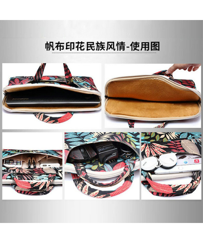 Sacoche 13.3" ethnique pastel avec trousse assortie zippée