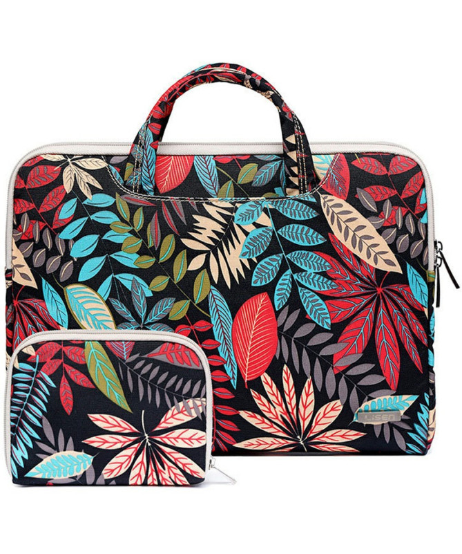 Sacoche PC 13.3" toile imprimée + pochette accessoires assortie