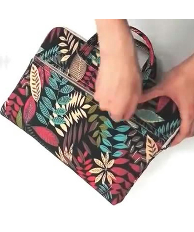 Sacoche PC 13.3" toile imprimée + pochette accessoires assortie