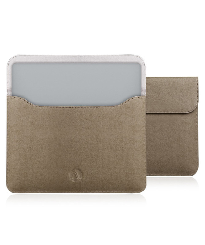 Pochette éco-design pour ordinateur 14" en kraft lavé et flanelle