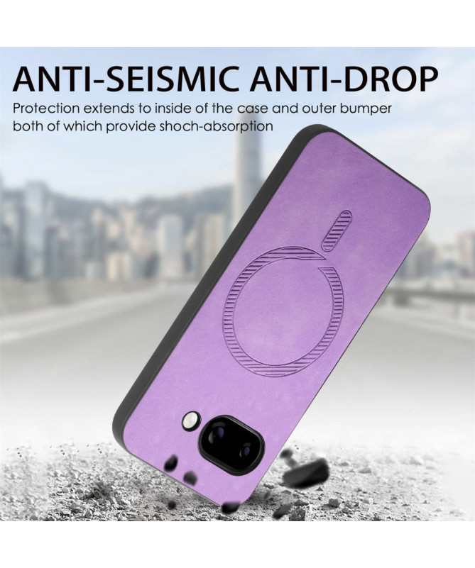 Coque Google Pixel 9a Imitation Cuir Compatible MagSafe