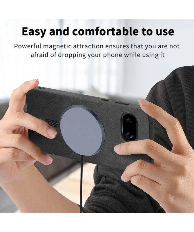 Coque Google Pixel 9a Imitation Cuir Compatible MagSafe