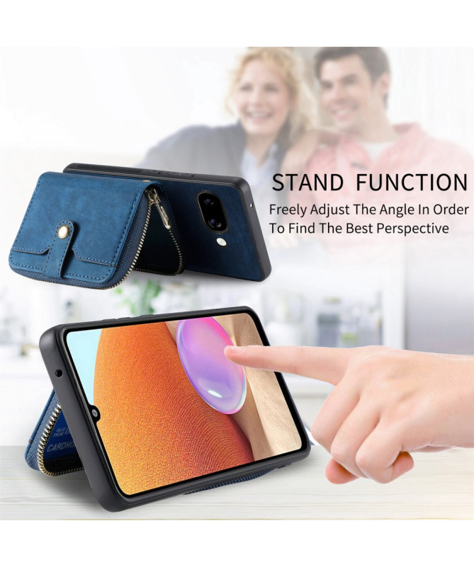 Coque Google Pixel 9a à sangle, fermeture zippée et porte-cartes