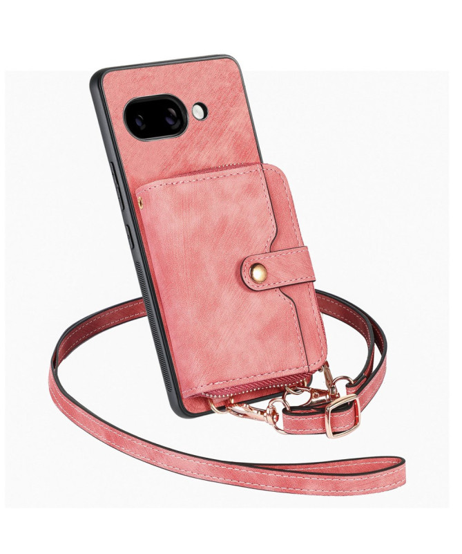 Coque Google Pixel 9a à sangle, fermeture zippée et porte-cartes